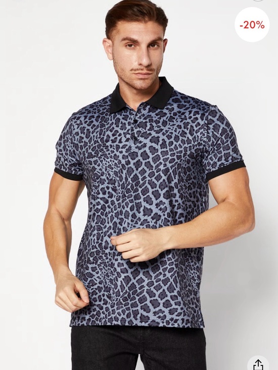 Karl Lagerfeld Other - Men's Grey Leopard-Print Polo Shirt